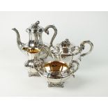 A mid 19th century silver plated four piece tea and coffee service,
