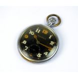 A Gentleman's Jaeger Le Coultre chromium plated military open face pocket watch,