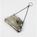 An early 20th century silver purse, G Loveridge & Co, Birmingham 1910,