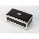 A silver mounted tortoiseshell trinket box, Henry Matthews, Birmingham 1926,