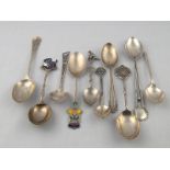 Commemorative silver spoons. Six various