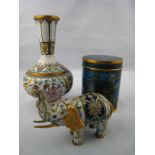 Cloissone enamel. A vase with tapering o