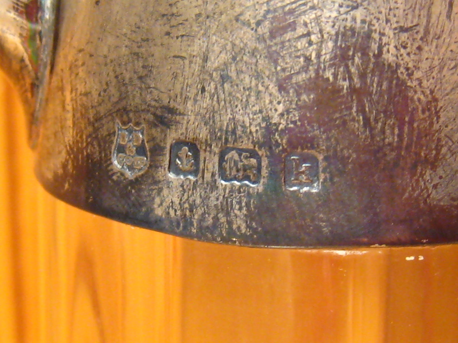 A sterling silver mounted claret jug, the broad star cut base rising to a cylindrical body and - Image 6 of 7