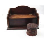 A mahogany ink stand, the two wells unde