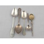 Four silver teaspoons, comprising a Geor