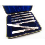 A boxed set of six sterling silver handl