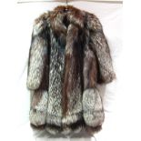 A silver fox fur coat, with vintage lini