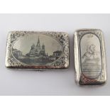 A Russian silver niello snuffbox, the li