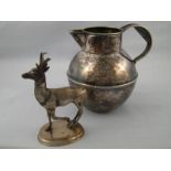 A silver plated stag container with remo