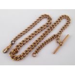 A Victorian 9 carat gold watch chain and