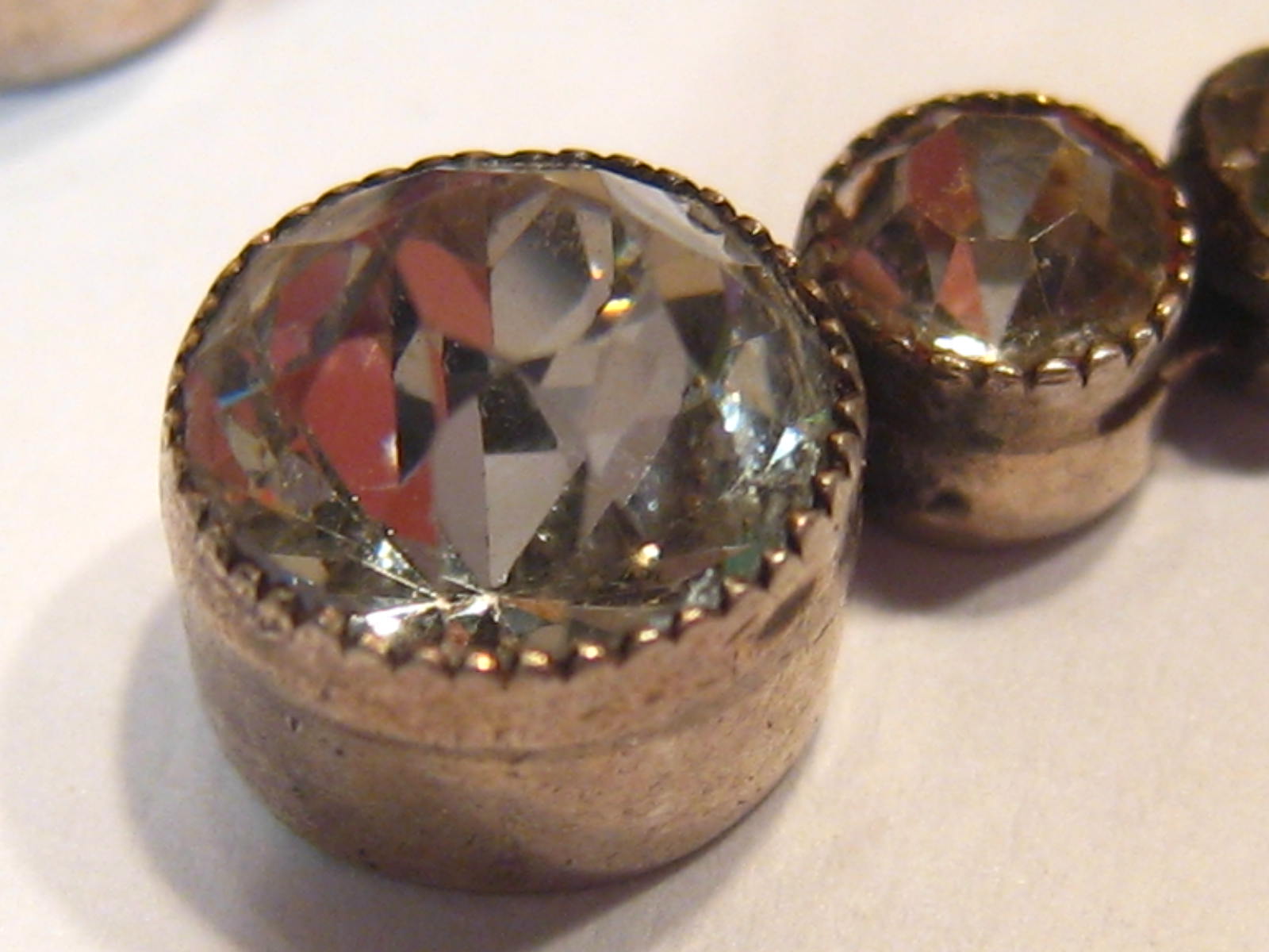 A pair of antique gold and silver, paste earrings, approx 3.5cm drop.