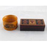 A rosewood Tunbridge ware stamp box with