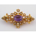 A Victorian 15 carat gold amethyst and s