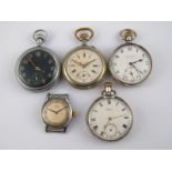 Four pocket watches, a silver example, S