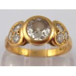 A yellow metal (tests high carat gold, marked 840) diamond ring, the principal old brilliant cut