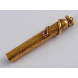 A Russian gold retractable pencil holder, retract slide missing,