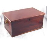 A mahogany box of solid dovetailed construction with oversailing lid and lockable drawer, (no key),