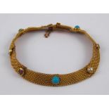 A gem set antique 15 carat gold bracelet (A/F), approx 18cm long, 17.8 gms.