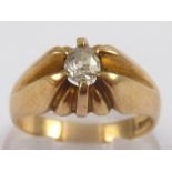 A 9 carat gold diamond solitaire ring, the old cut diamond measuring approx 4.2 x 4.