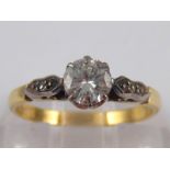 A yellow metal (tests 18 carat gold) diamond solitaire ring,