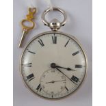 A silver cased fob watch, the case London 1830, the key wind fusee movement signed "Booth and Son,