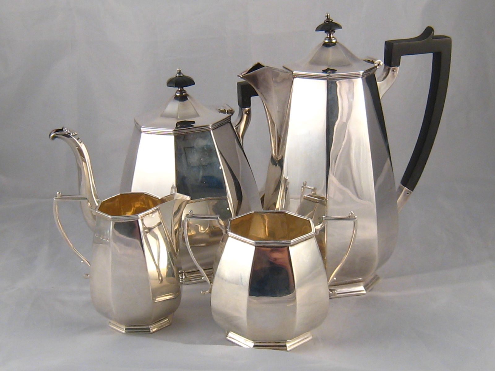 A four piece Art Deco silver tea set by James Dixon and Sons, Sheffield, 1934/5 . wt. 2081gm.