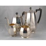 A four piece Art Deco silver tea set by James Dixon and Sons, Sheffield, 1934/5 . wt. 2081gm.