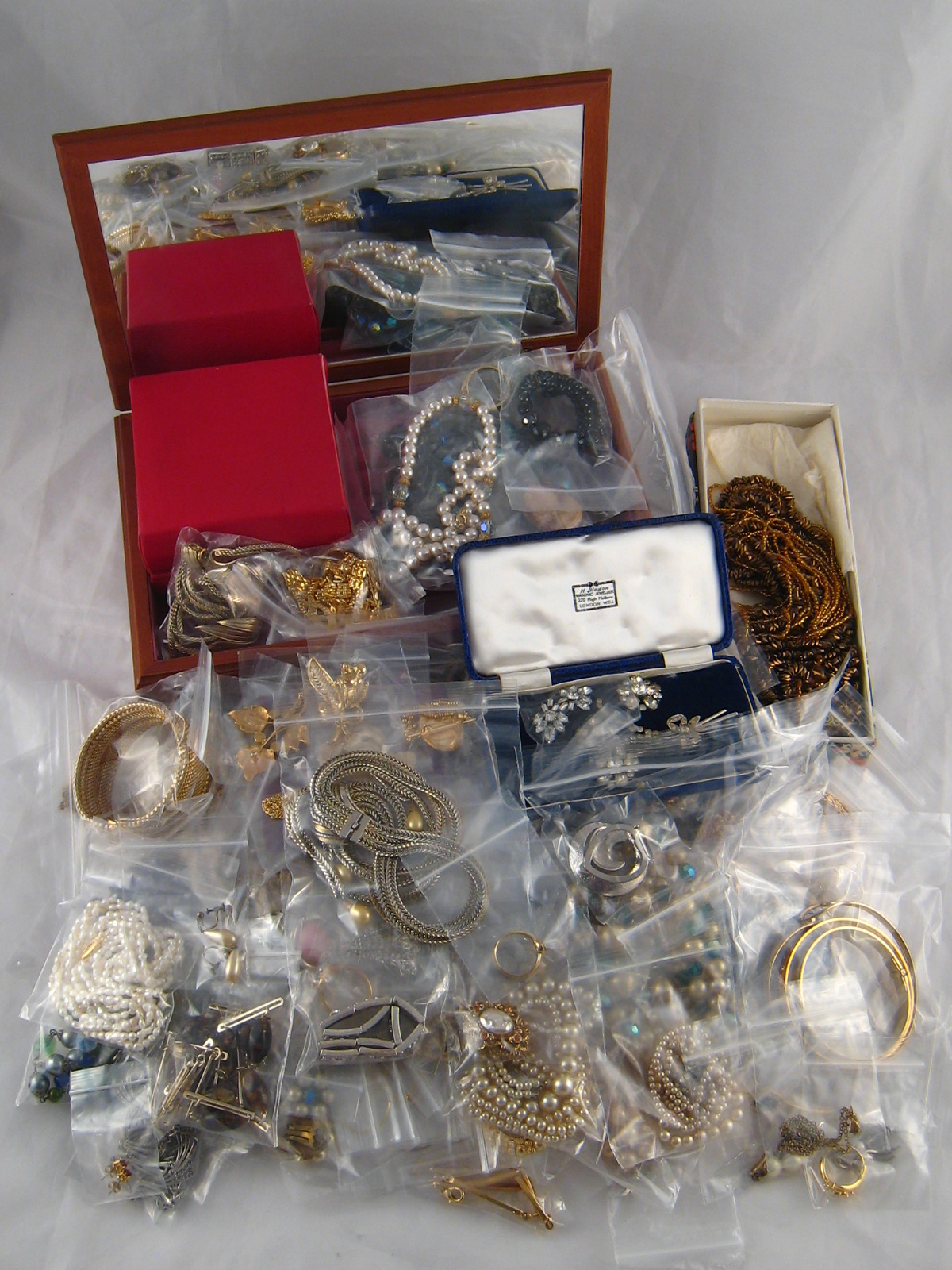 A large quantity of costume jewellery and a jewellery box.