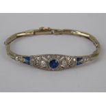 An early 20th century 18 carat white gold sapphire and diamond expanding bracelet,
