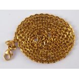 A yellow metal (tests 18 carat gold) necklace chain, approx 52cm long, 8.2 gms.