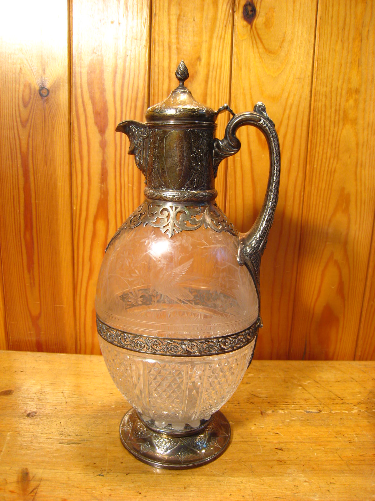 A Victorian silver mounted cut and engraved glass claret jug, - Image 14 of 16