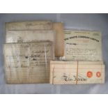 A number of parchments and other legal documents, including an 18th century Indenture,