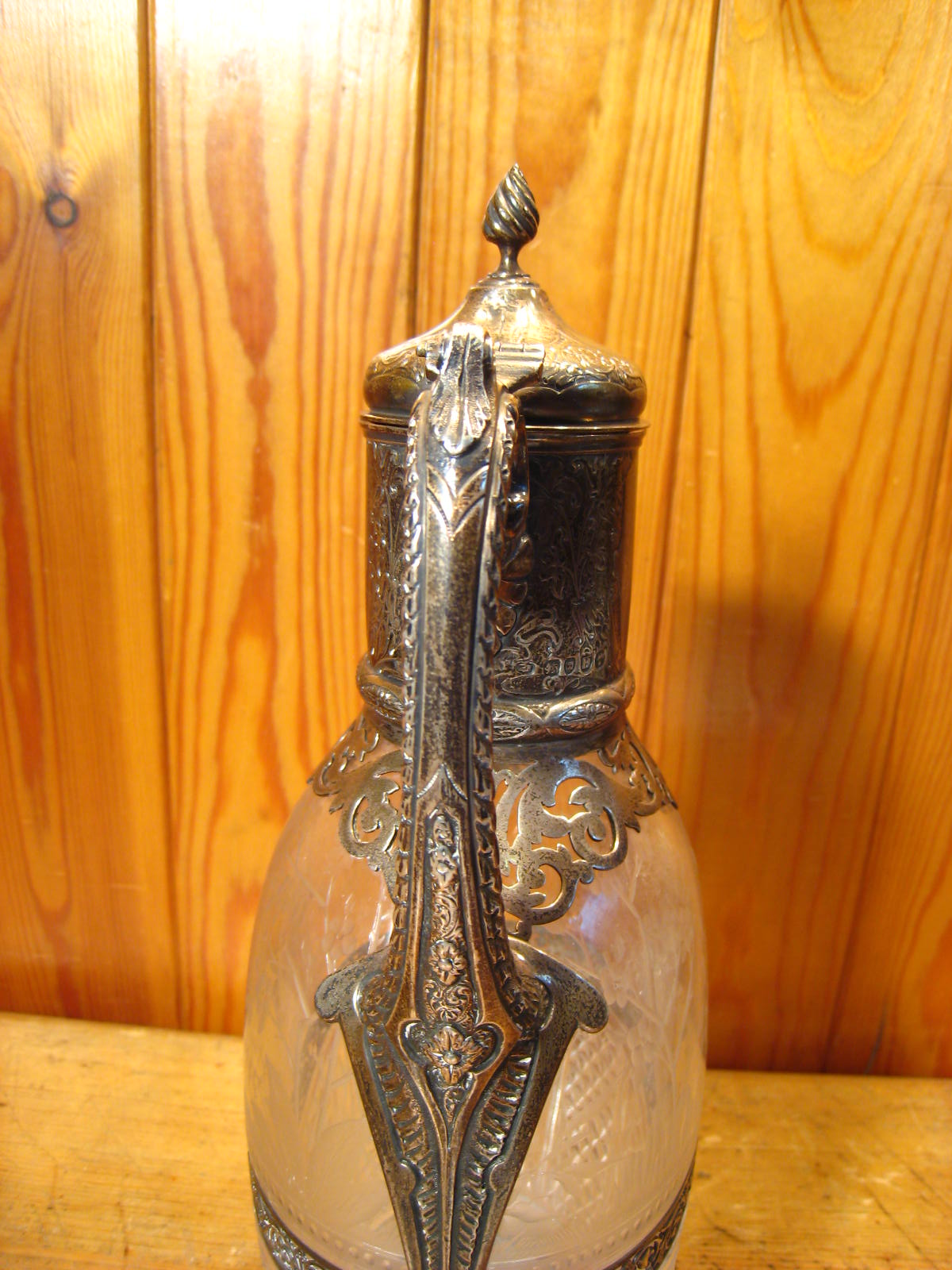 A Victorian silver mounted cut and engraved glass claret jug, - Image 6 of 16