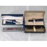 A blue Parker "88" fountain pen and ballpoint set in presentation case, replacement cartridges,