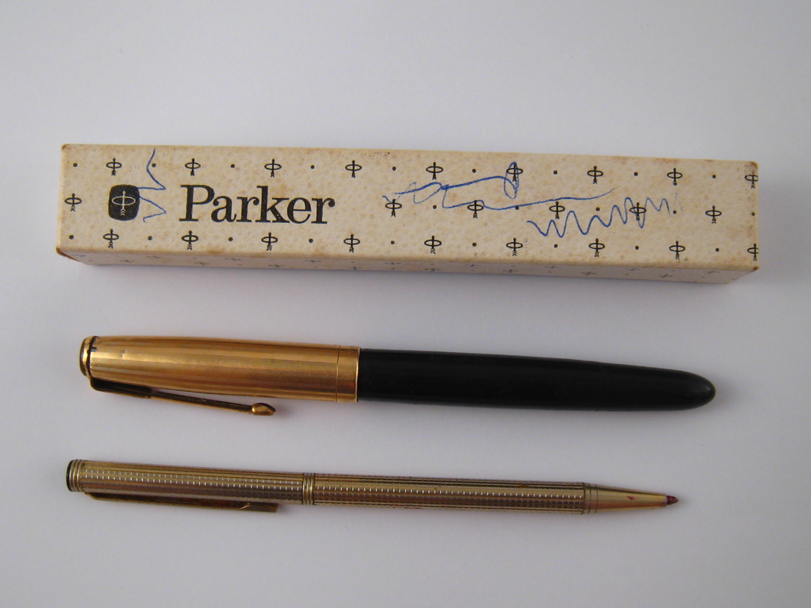 A boxed Parker fountain pen with engraved name to barrel,