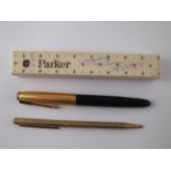 A boxed Parker fountain pen with engraved name to barrel,