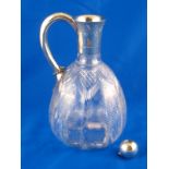 A late Victorian silver mounted glass jug ,