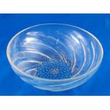 A Rene Lalique "Poissons" opalescent glass bowl with fish spiralling down to bubbles at the centre,