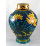 A large ceramic vase with bright floral glaze decoration,  Cantagalli signature to base  . Ht.35cm.