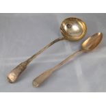 A Georgian silver Fiddle and thread pattern soup ladle, William Eley & William Fearn, London, 1814.