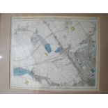 Two framed and glazed Victorian large scale, 6" to 1 mile, maps of Hampstead and St.