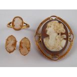 A Victorian 9 carat gold framed cameo brooch, approx 4 x 3.