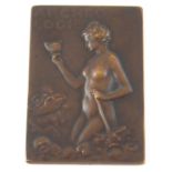A two sided  sculpted French bronze plaque, Archeologie, signed S.E.