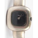 A vintage silver bangle watch by Obrey, Paris, mechanical movement, case approx 27mm wide.