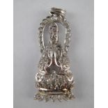 A white metal (tests 14 carat gold) diamond Buddha pendant, approx 3cm, 3.