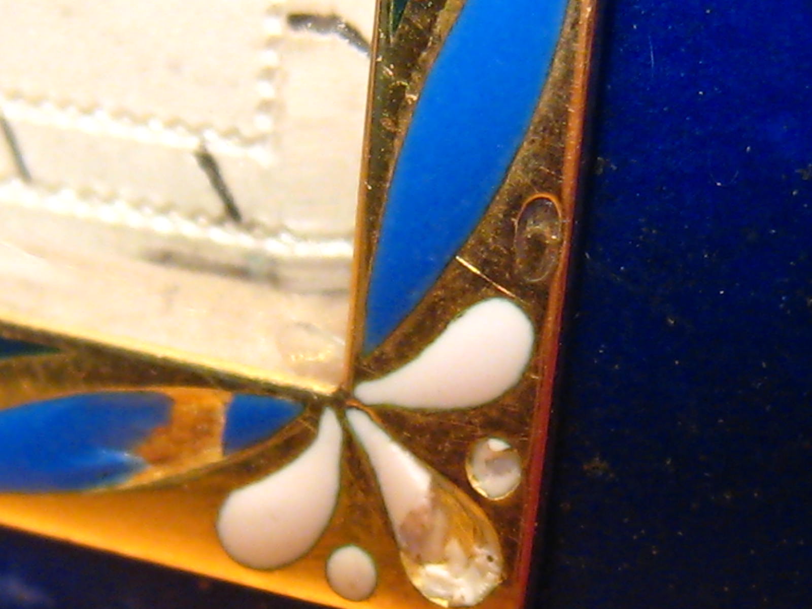 A French hallmarked silver and lapis lazuli clock, with gold, silver and enamel bezel and diamond - Image 17 of 18