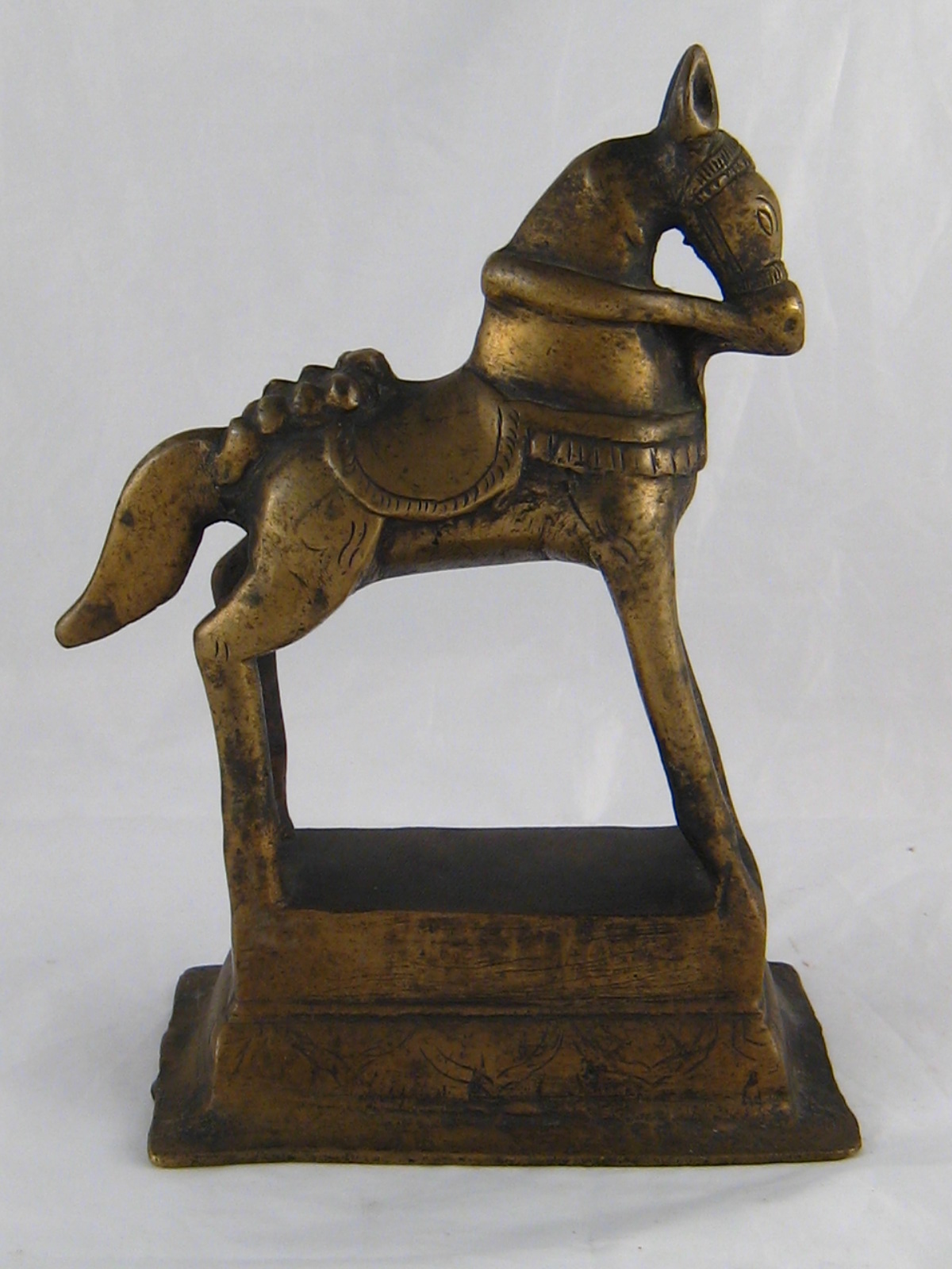 An Indian brass figure of a horse, height 21cm.