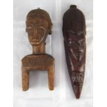 Two African carved hardwood deity heads.