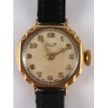 A 9 carat gold Art Deco lady's wrist watch, hallmarked Birmingham 1942, dial marked Limit III,