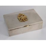 A Russian silver cigarette box, matt finish, gilt lined,